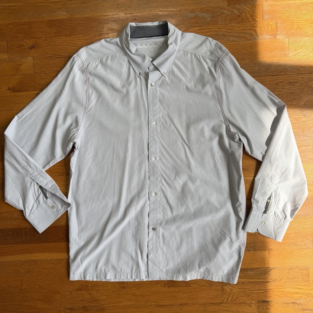 DDC Lab Button Down Shirt Mens XXL Gray Mother Of Pearl Buttons Quiet Luxury
